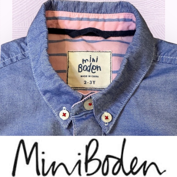 Mini Boden Blue Dress Shirt, Size 2-3‎ Years, MSRP $40 - Picture 4 of 5
